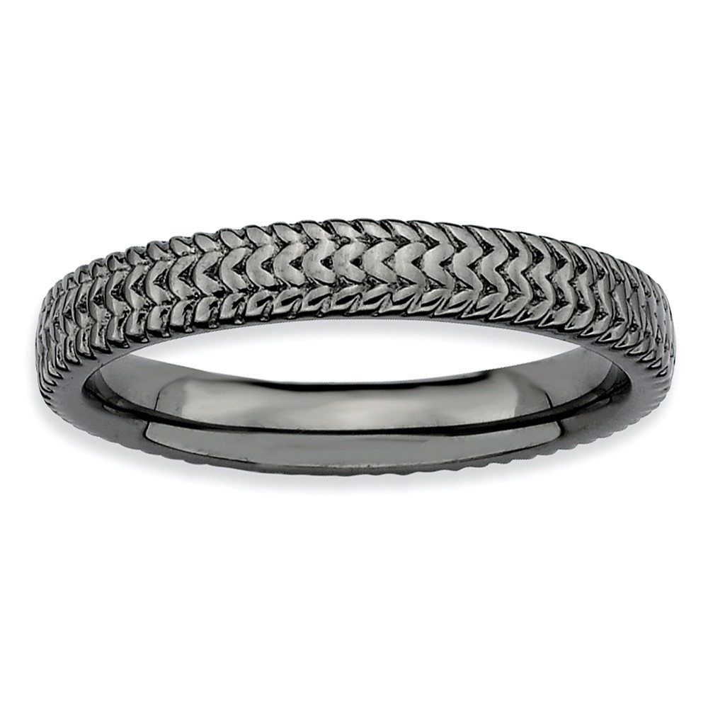 3.25mm Stackable Black Plated Sterling Silver Finely Textured Band