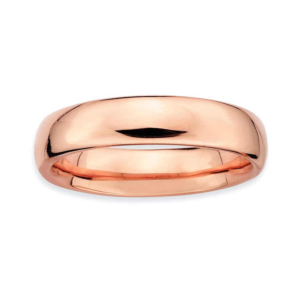 14k Rose Gold Plated Sterling Silver Stackable Polished 4.5mm Band
