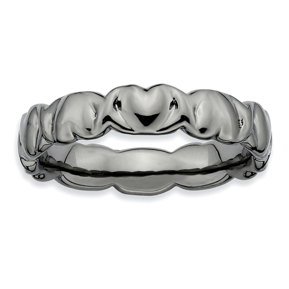 Black Plated Sterling Silver Entwined Hearts Stackable 4.5mm Band