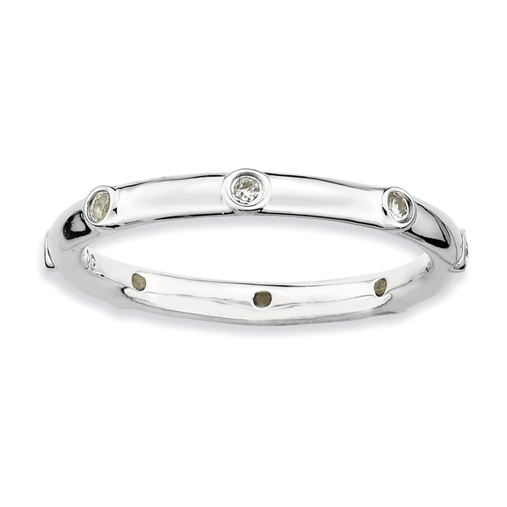Sterling Silver Stackable White Topaz Accent 2.25mm Band