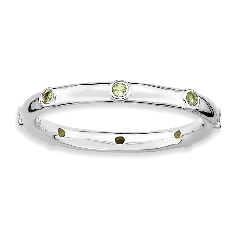 Sterling Silver Stackable Peridot Accent 2.25mm Band