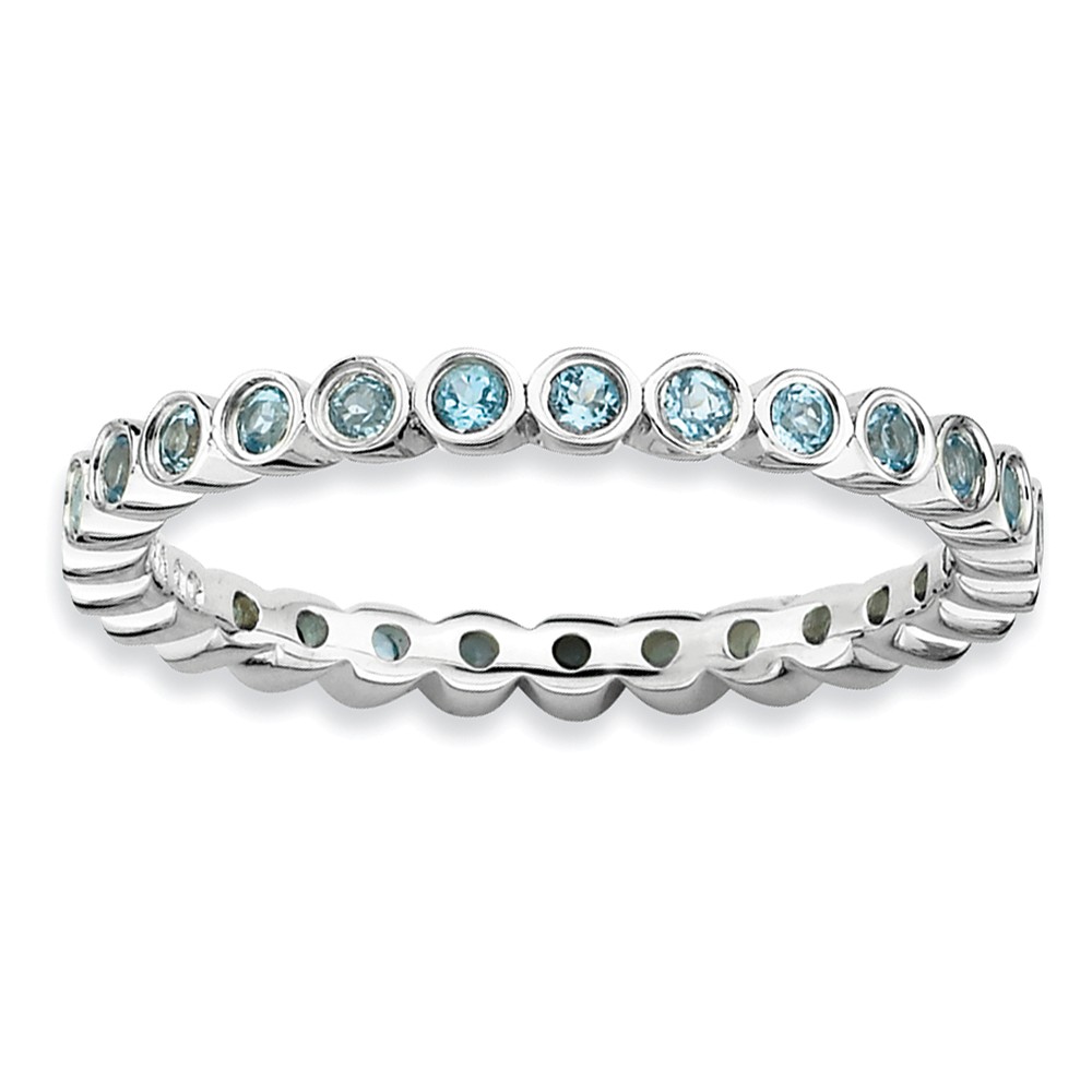 Sterling Silver Stackable Bezel Set Blue Topaz 2.25mm Band
