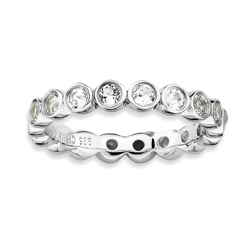Sterling Silver Stackable Bezel Set White Topaz 3.5mm Band