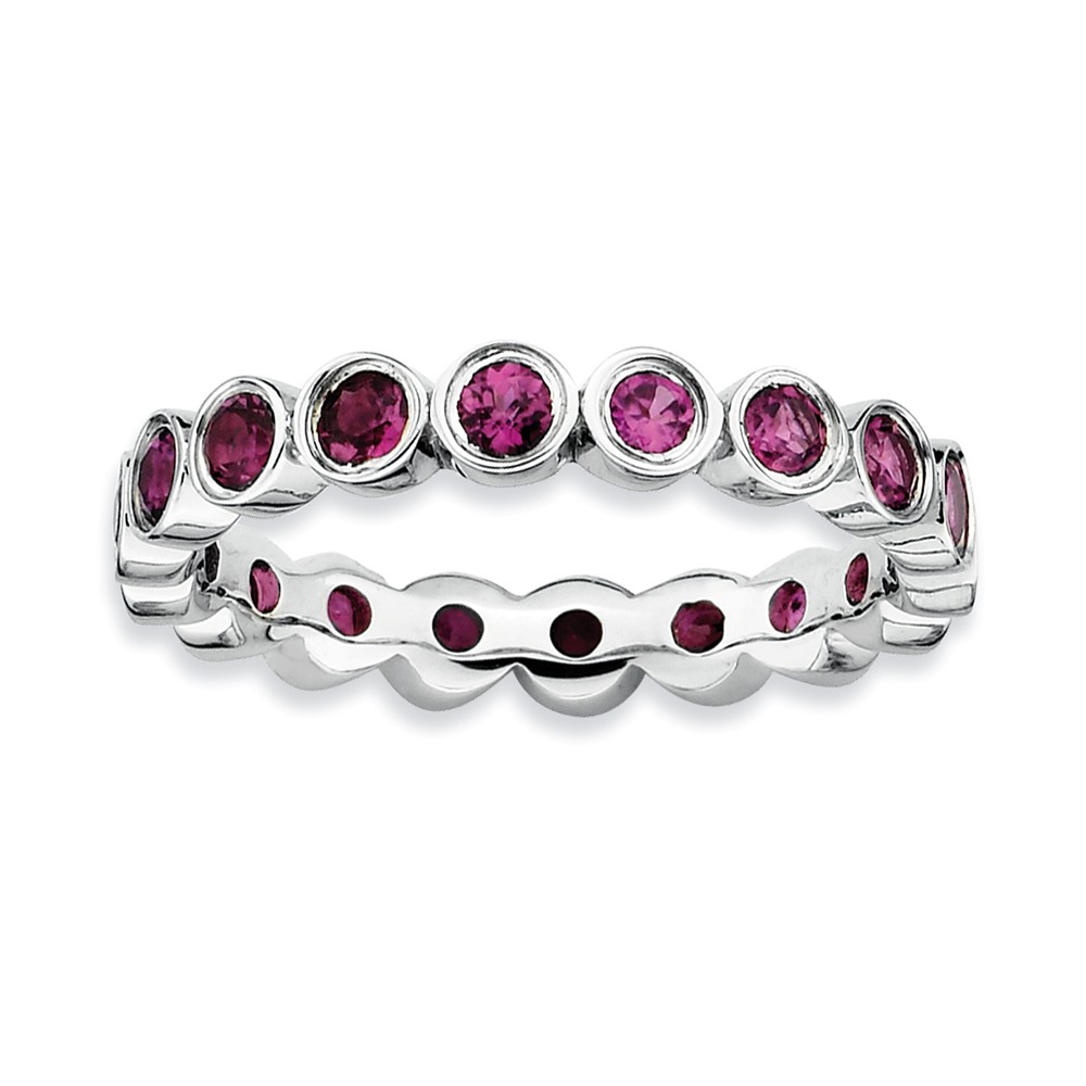 Sterling Silver Stackable Bezel Set Rhodolite Garnet 3.5mm Band