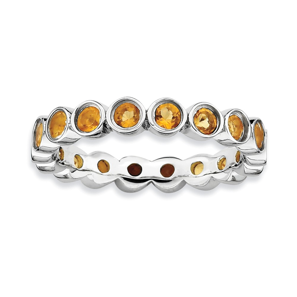 Sterling Silver Stackable Bezel Set Citrine 3.5mm Band