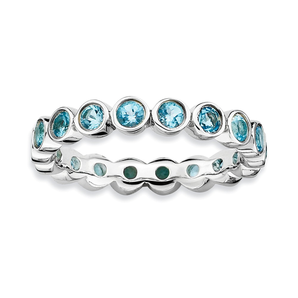 Sterling Silver Stackable Bezel Set Blue Topaz 3.5mm Band