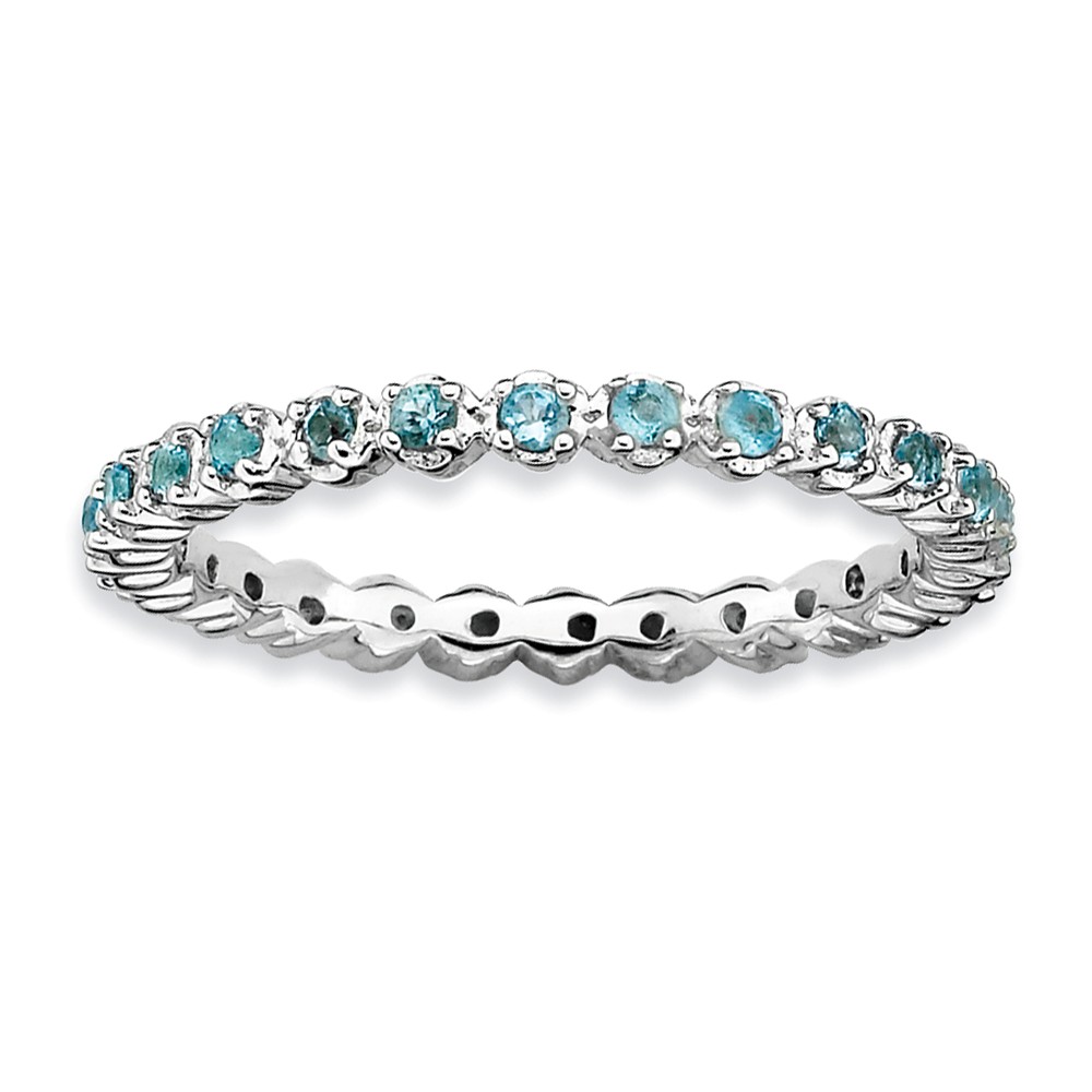 2.25mm Silver Stackable Blue Topaz Band