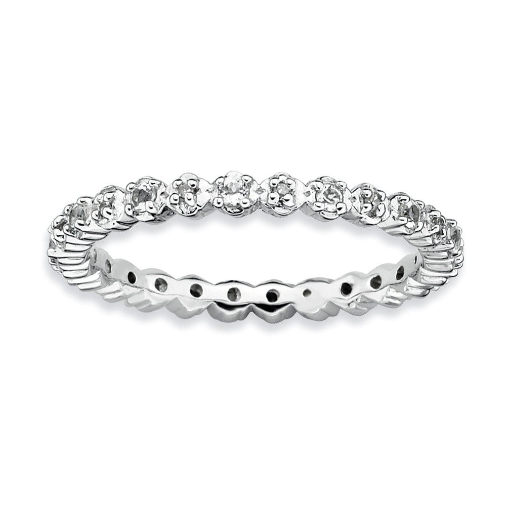 2.25mm Stackable White Topaz and .04 Ctw HI/I3 Diamond Silver Band