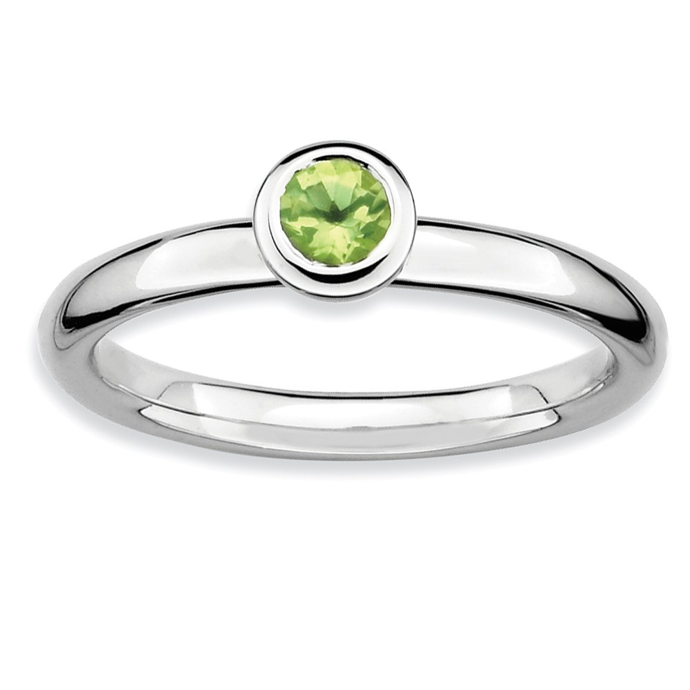 Stackable Low Profile 4mm Peridot Silver Ring