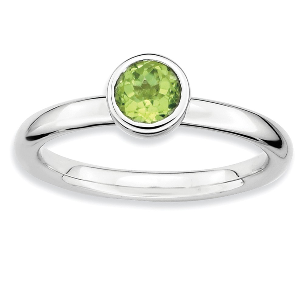 Stackable Low Profile 5mm Peridot Silver Ring