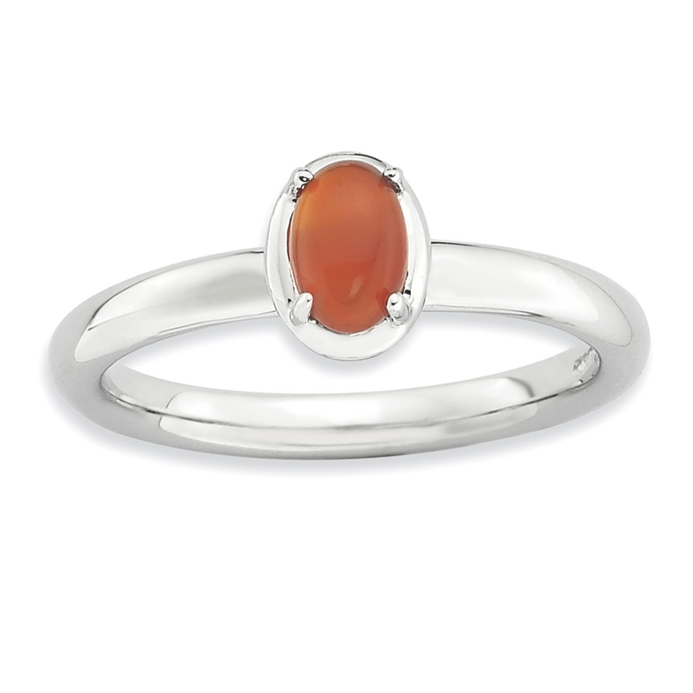Sterling Silver Stackable Red Agate Ring