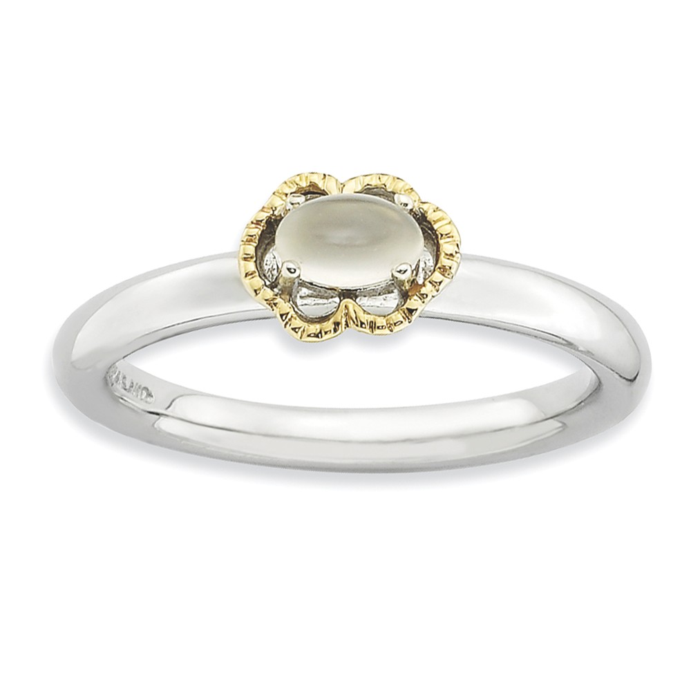 Sterling Silver & 14K Gold Plated Stackable Moonstone Ring