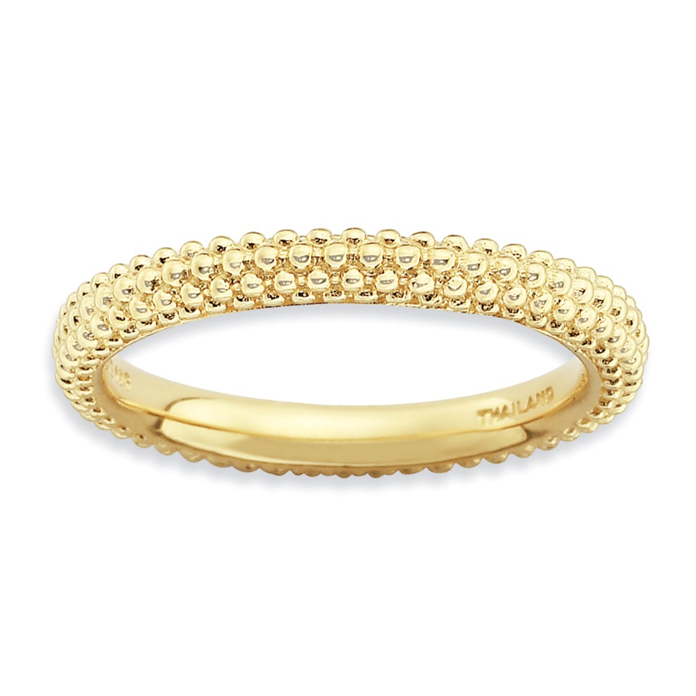 Stackable 14K Yellow Gold Plated Silver Domed Milgrain Band