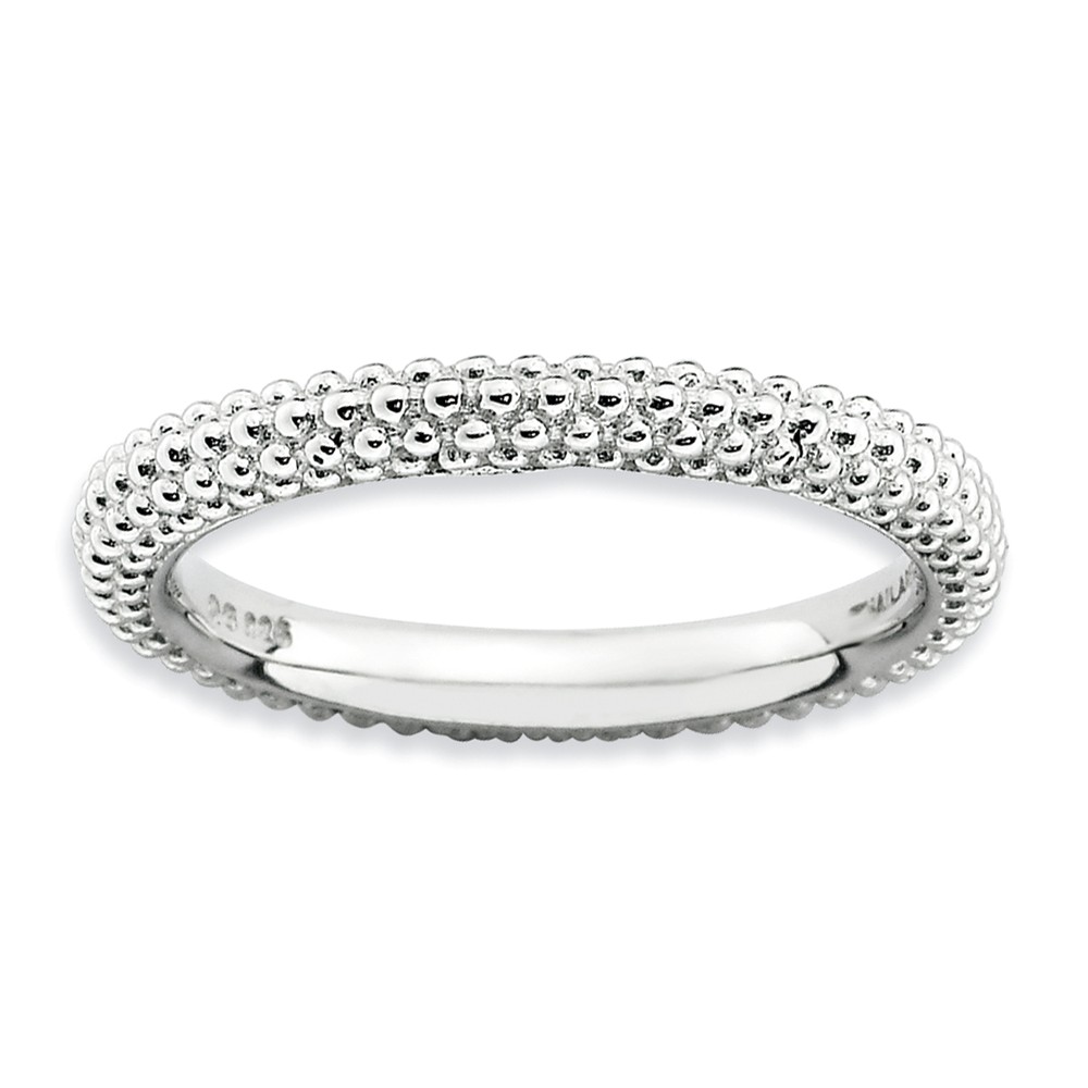 Stackable Sterling Silver Domed Milgrain Band