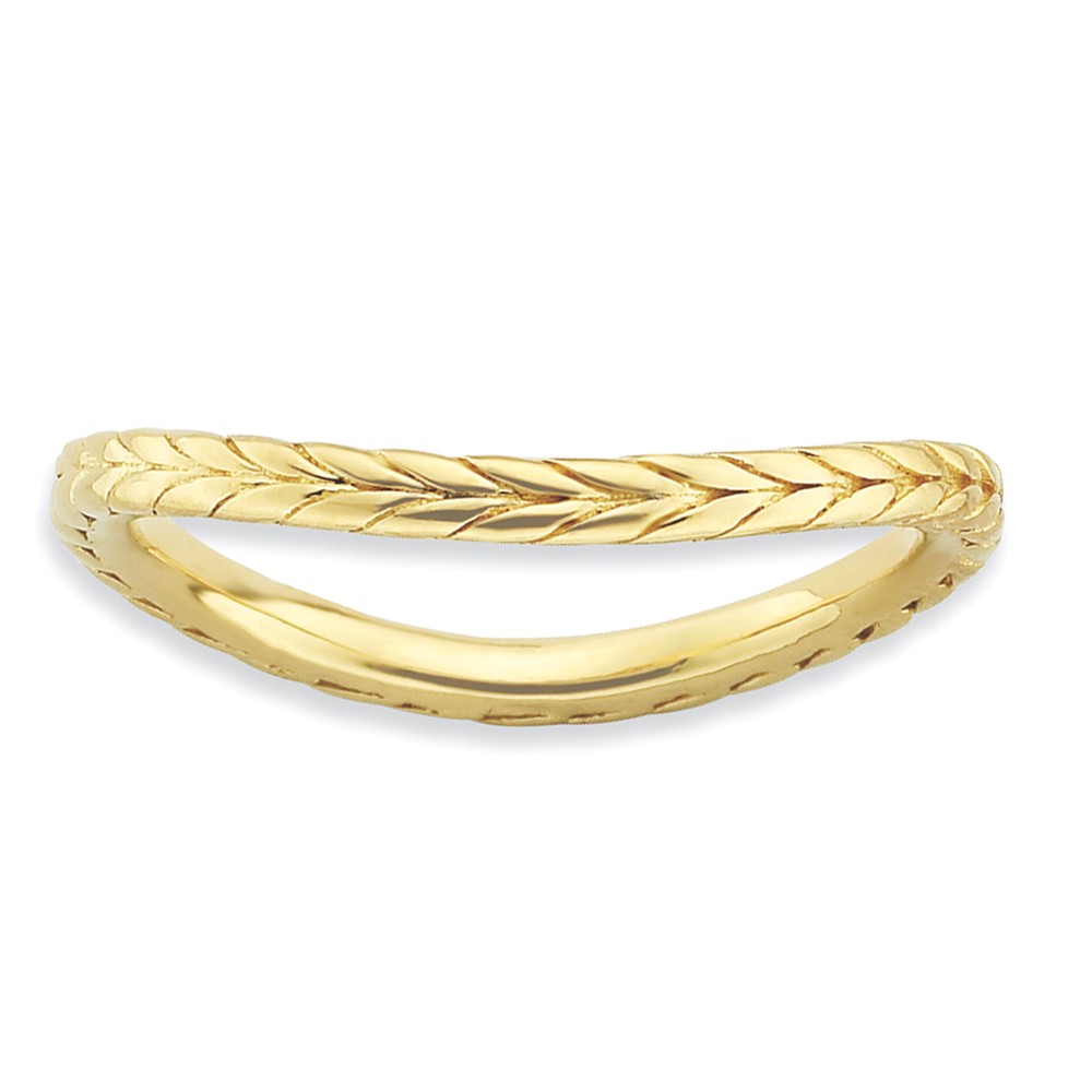 1.5mm Stackable 14K Yellow Gold Plated Silver Curved Wheat Band