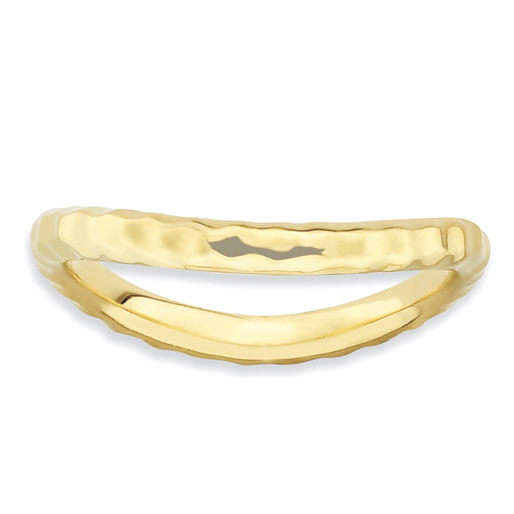 2.25mm Stackable 14K Yellow Gold Plated Silver Curved Hammered Band