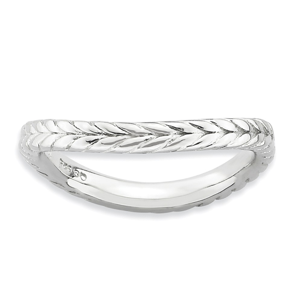 2.25mm Stackable Sterling Silver Curved Wheat Pattern Band