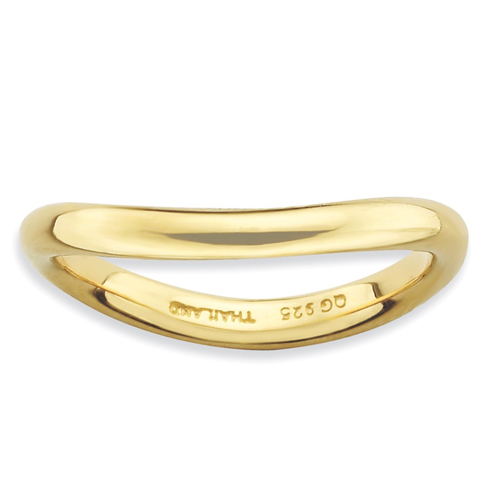 2.25mm Stackable 14K Yellow Gold Plated Silver Curved Polished Band