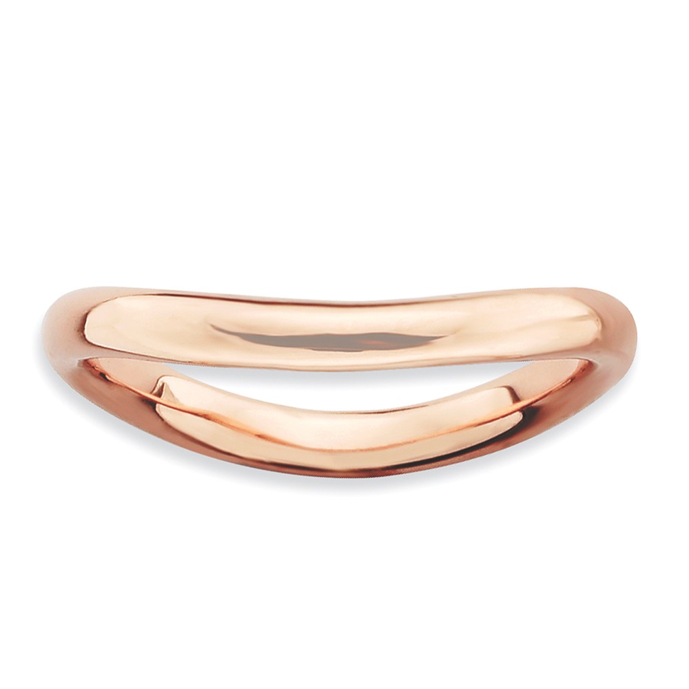 2.25mm Stackable 14K Rose Gold Plated Silver Curved Polished Band Sz 9
