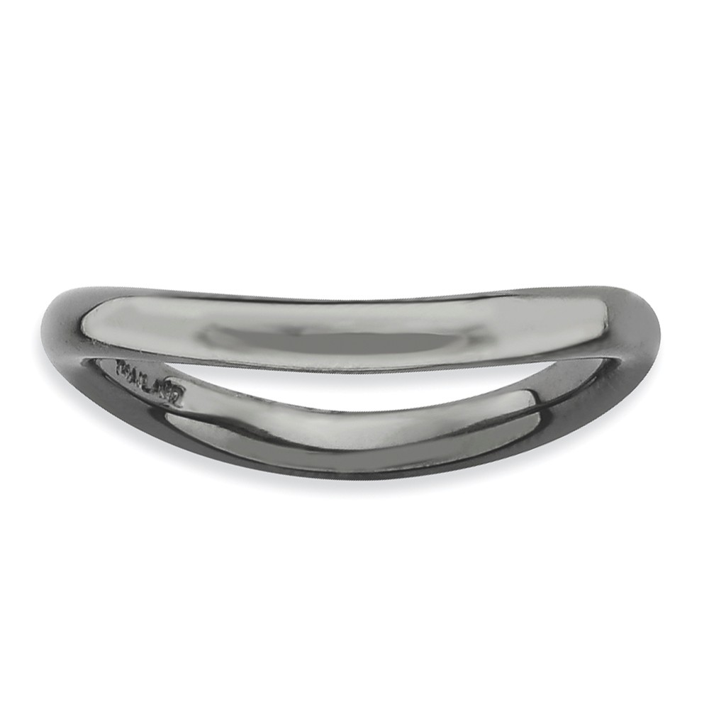 2.25mm Stackable Black Plated Silver Curved Polished Band