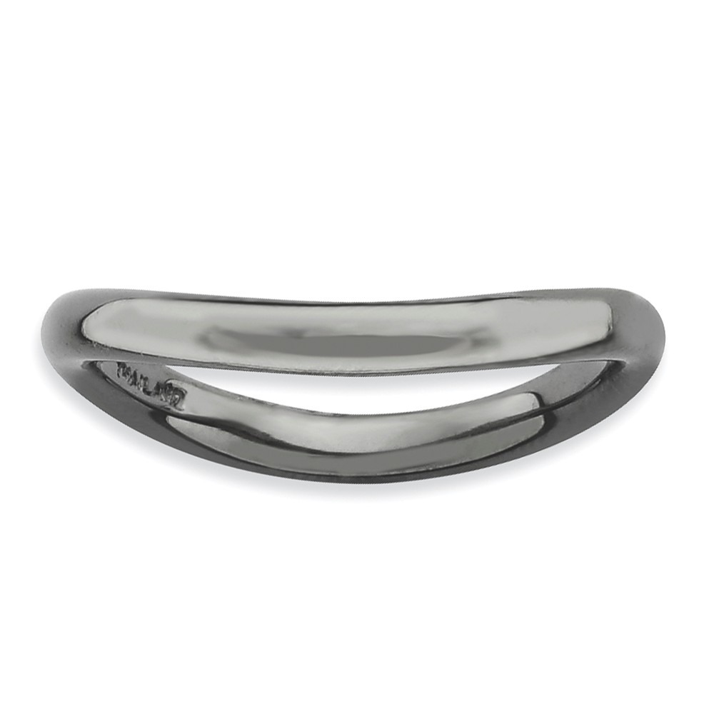 2.25mm Stackable Black Plated Silver Curved Polished Band