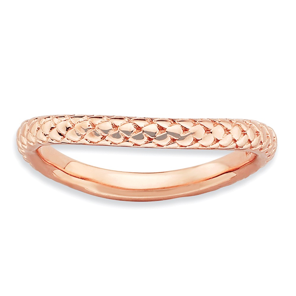 2.25mm Stackable 14K Rose Gold Plated Silver Curved Textured Band