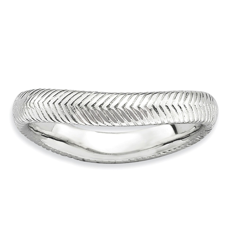 3.25mm Stackable Sterling Silver Curved Herringbone Band