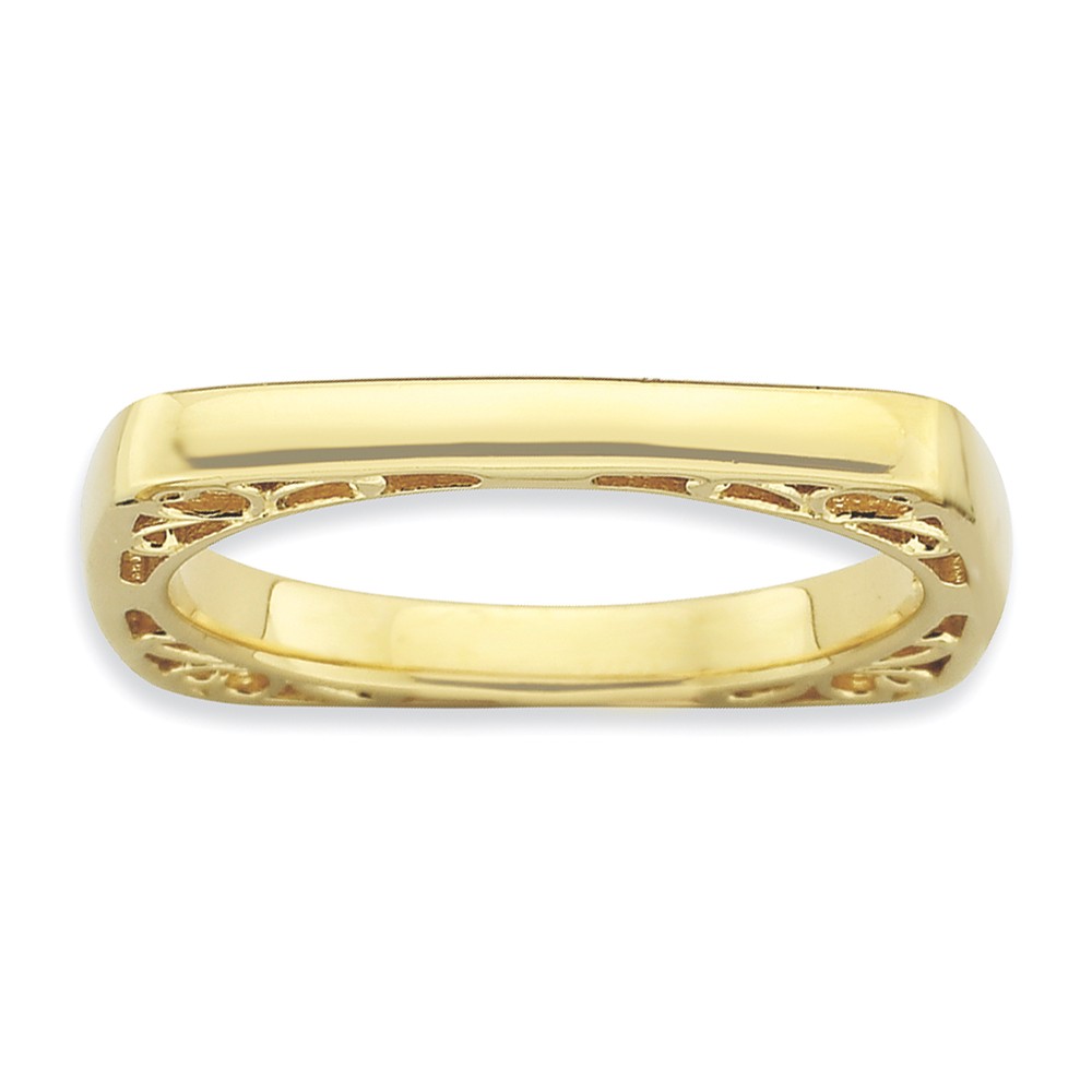 2.25mm Stackable 14K Yellow Gold Plated Silver Square Side Scroll Band