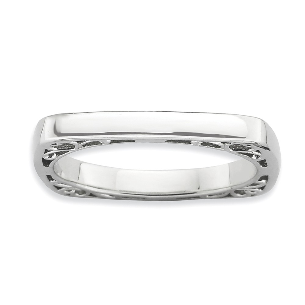 2.25mm Stackable Sterling Silver Square Side Scroll Band