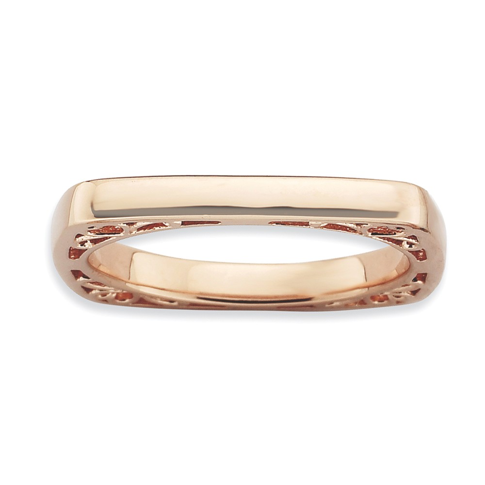 2.25mm Stackable 14K Rose Gold Plated Silver Square Side Scroll Band