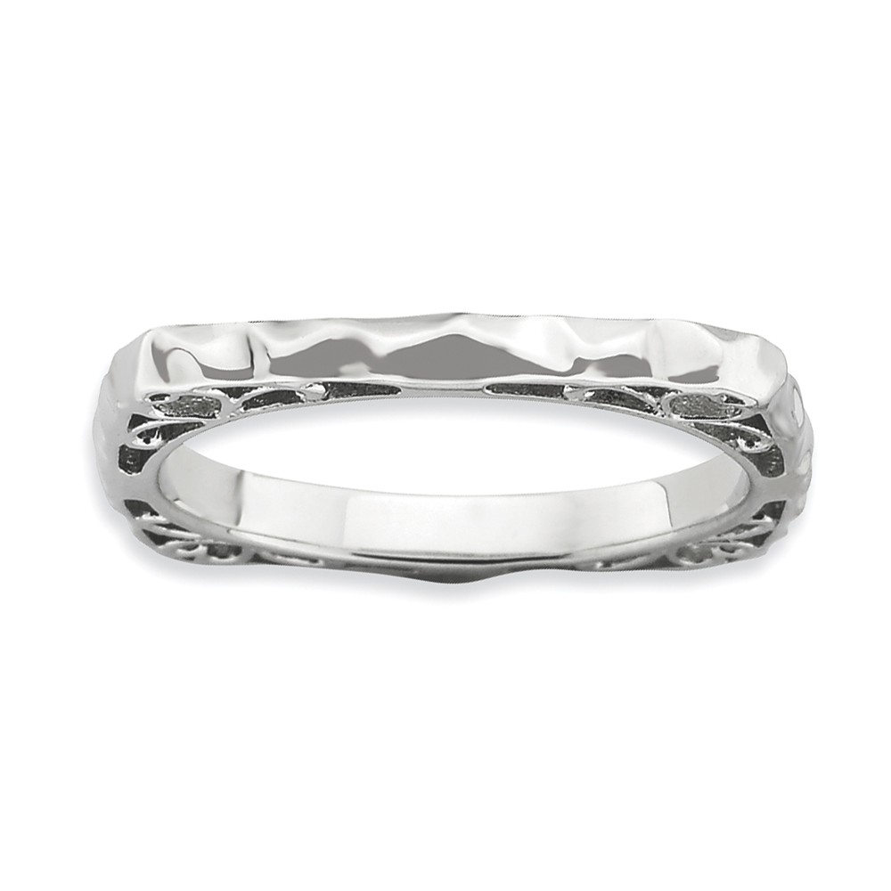 2.25mm Stackable Sterling Silver Square Hammered Scroll Band