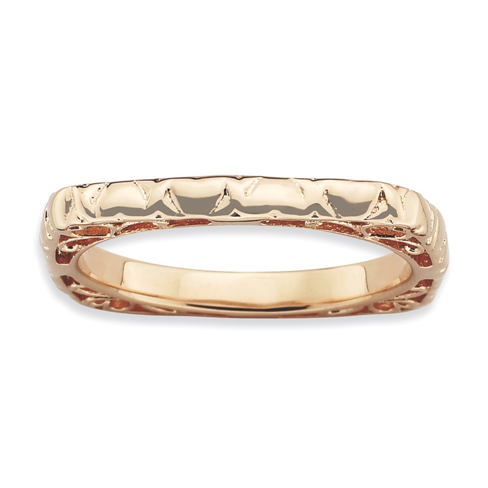 2.25mm Stackable 14K Rose Gold Plated Silver Square Heart Band