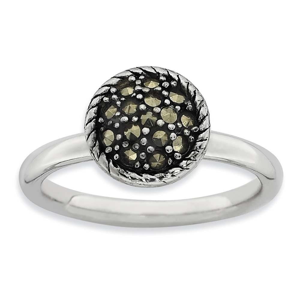 2.25mm Sterling Silver Stackable Marcasite Round Ring