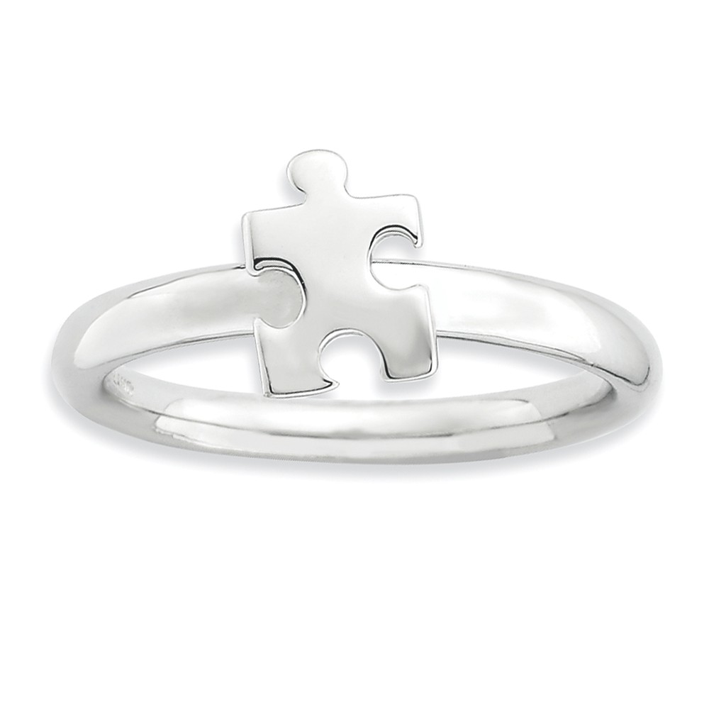 Silver Stackable Puzzle Piece Awareness Ring