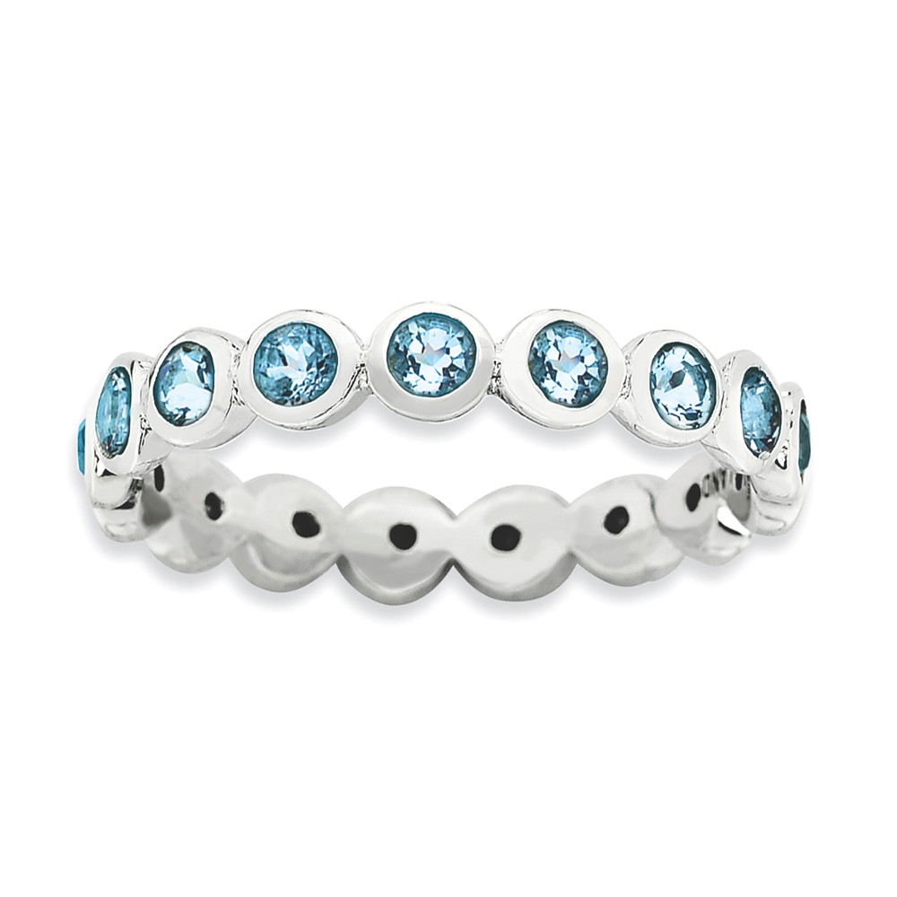 Sterling Silver with Light Blue Crystals 3.5mm Stack Band