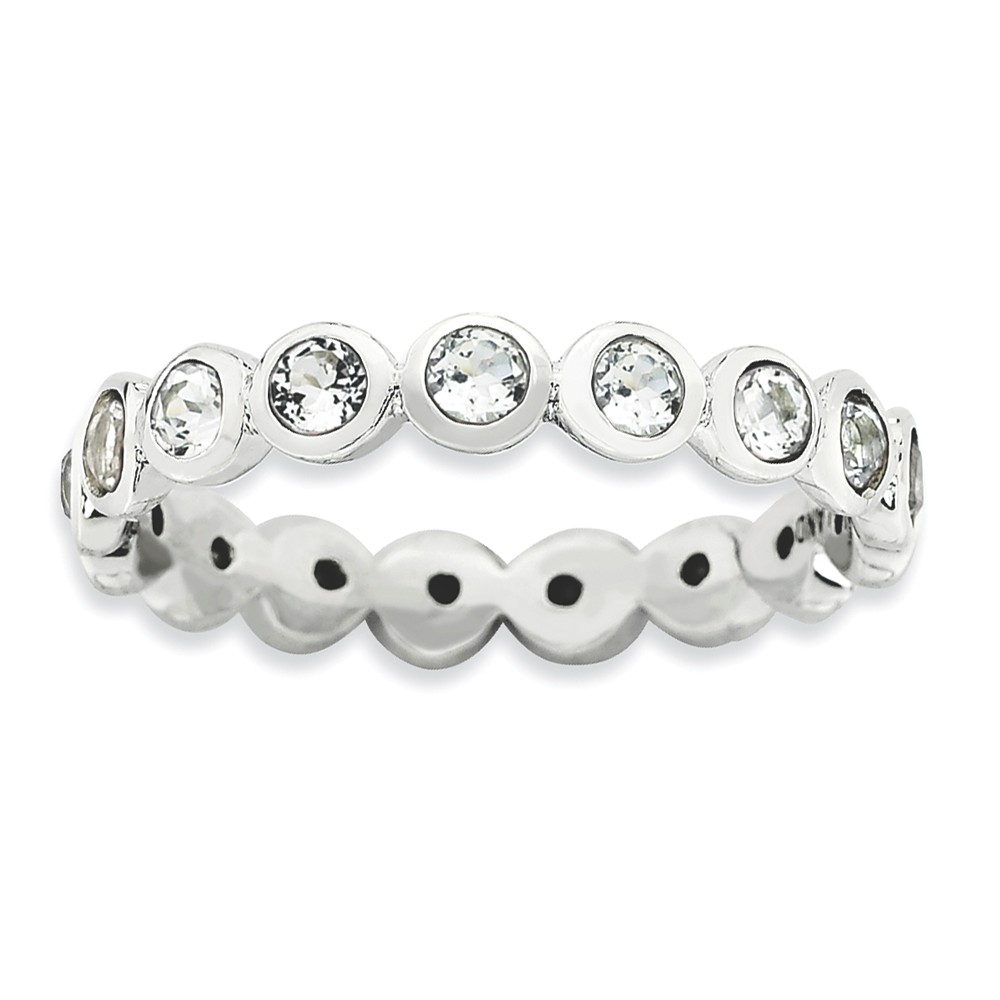 3.5mm Sterling Silver with Crystals Stackable Band