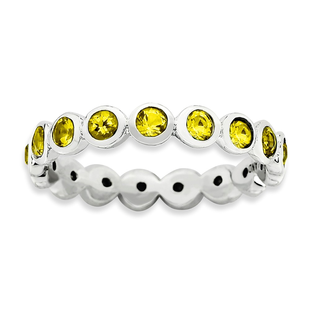 3.5mm Sterling Silver with Yellow Crystals Stackable Band