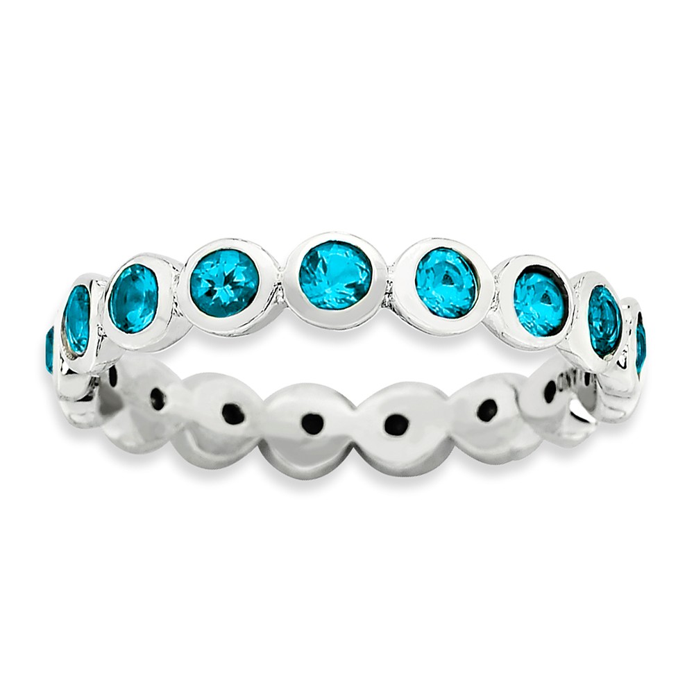 3.5mm Sterling Silver with Blue Crystals Stackable Band