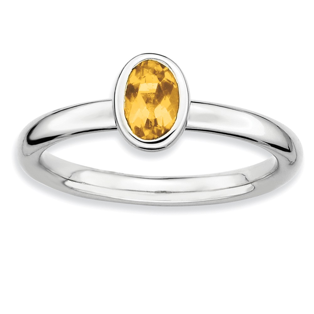 Sterling Silver Stackable Oval Citrine Solitaire Ring