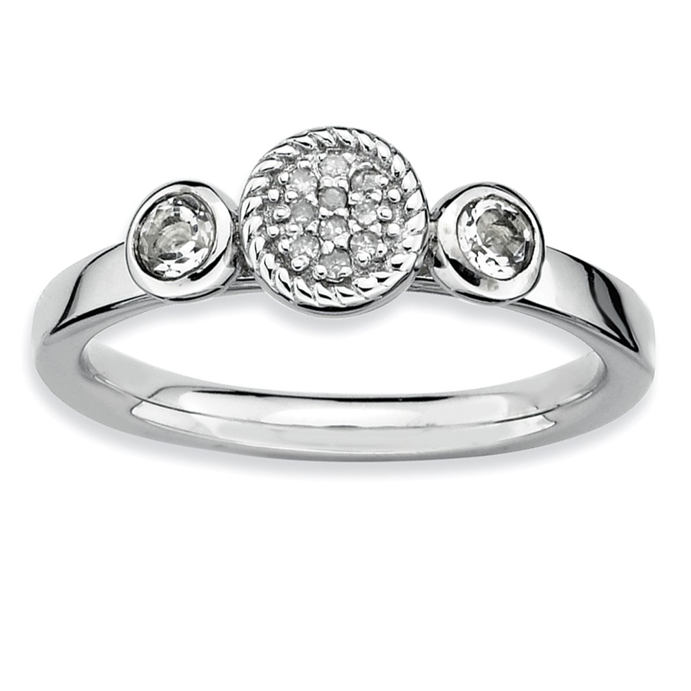Sterling Silver Stackable White Topaz and .05 Ctw HI/I3 Diamond Ring