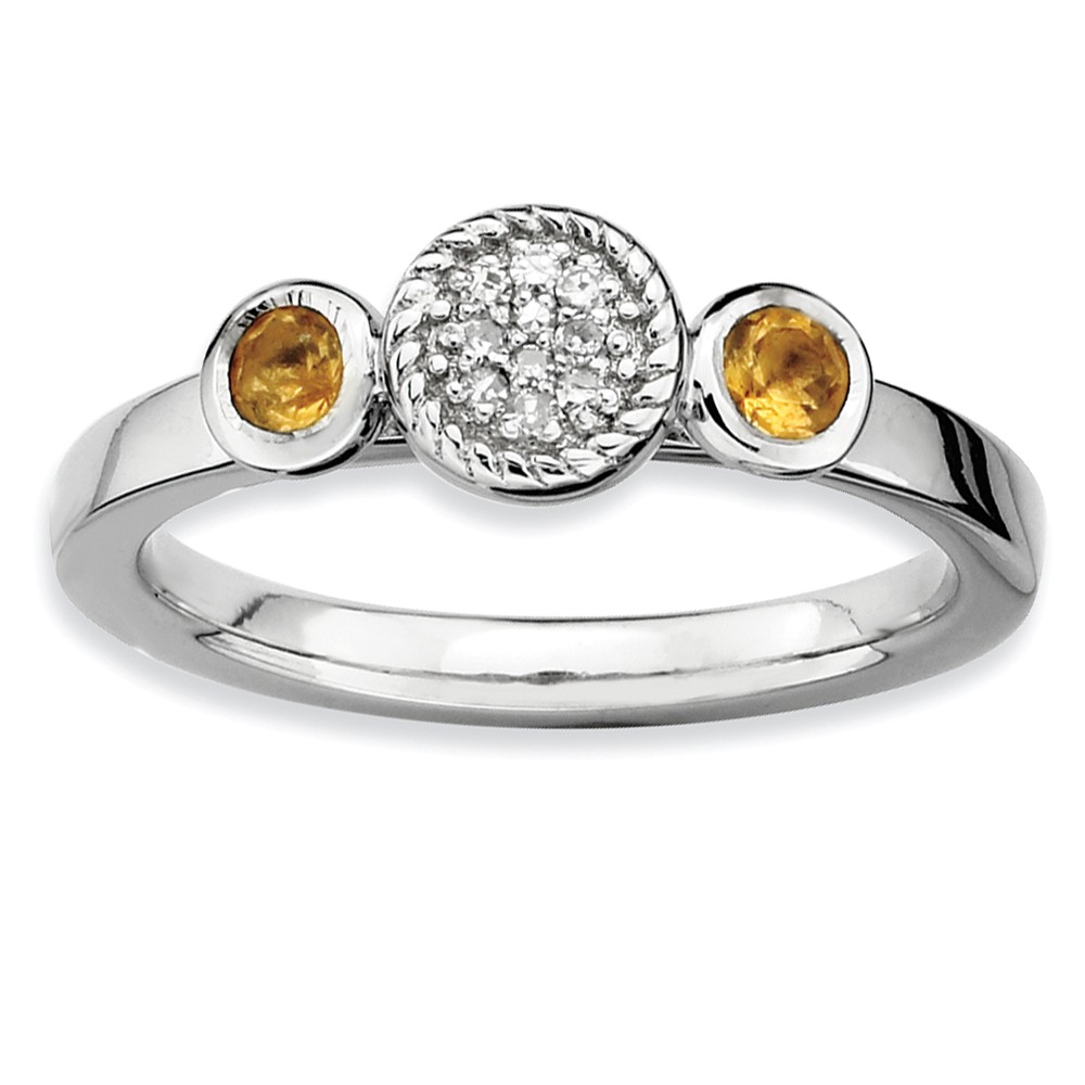 Sterling Silver Stackable Citrine & .05 Ctw HI/I3 Diamond Ring