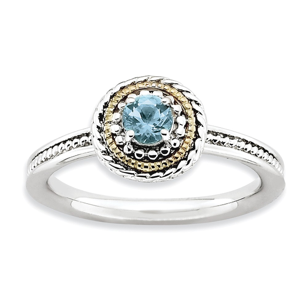Sterling Silver & 14K Gold Plated Stackable Blue Topaz Ring