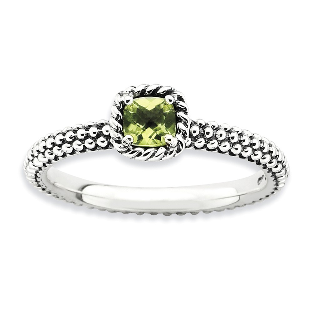 Antiqued Sterling Silver Stackable Peridot Ring