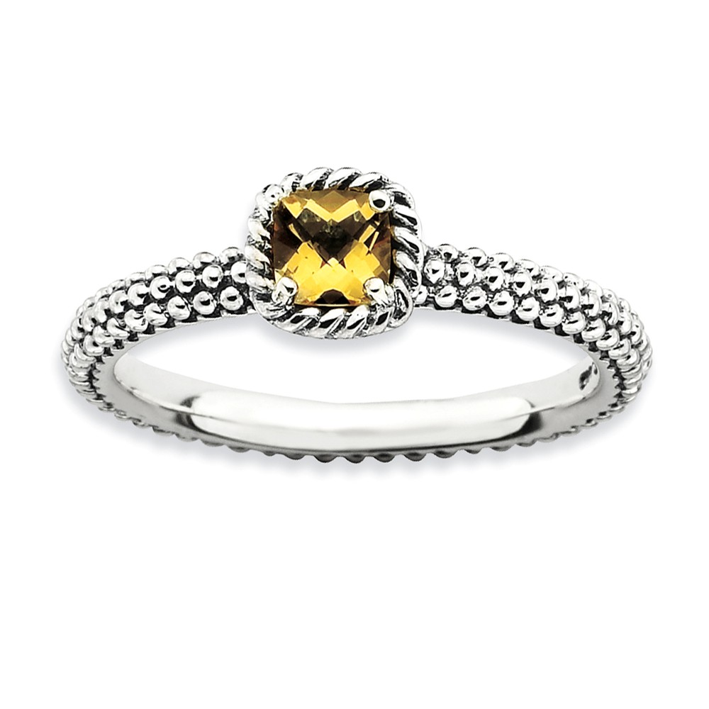 Antiqued Sterling Silver Stackable Citrine Ring