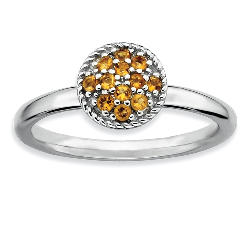 Silver Stackable Round 1/5 Cttw Citrine Ring