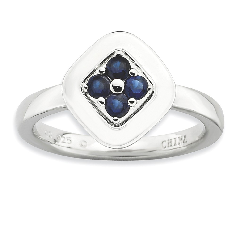 Silver Stackable Created Sapphire Ring