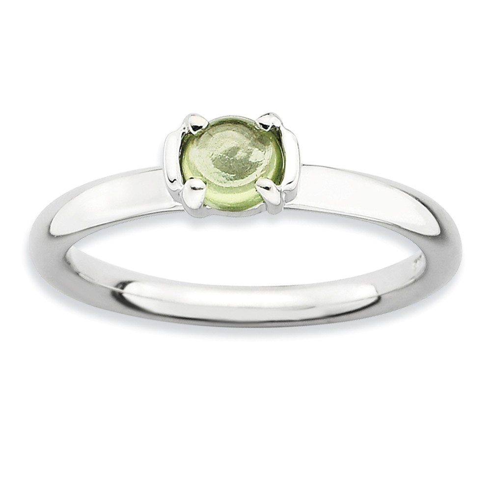 Silver Stackable 1/2 Carat Peridot Cabochon Ring