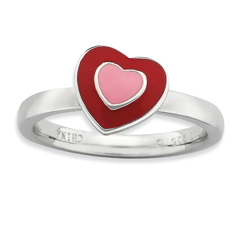Sterling Silver Stackable Enameled Heart Ring