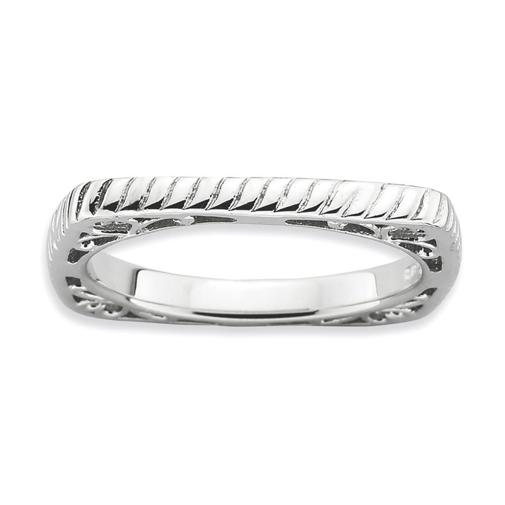 2.25mm Stackable Sterling Silver Square Grooved Band