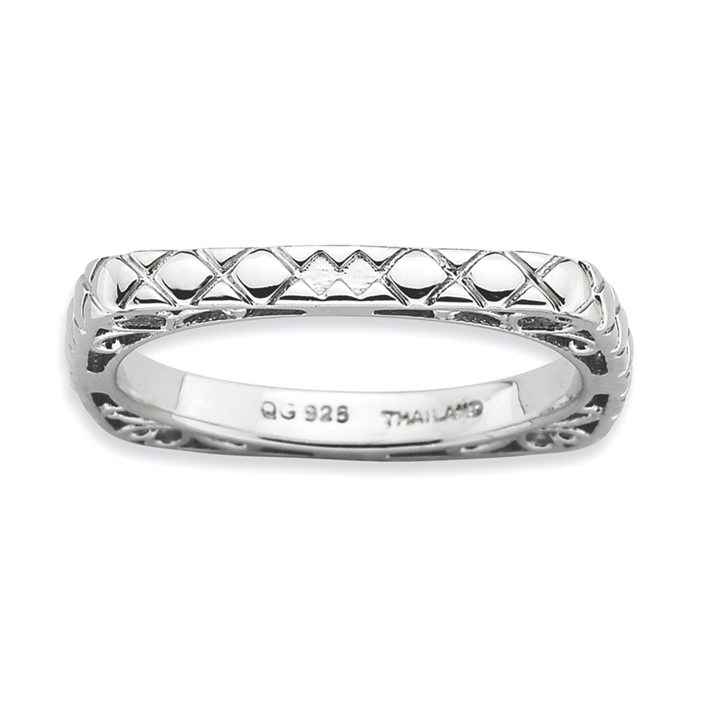 2.25mm Stackable Sterling Silver Square Snake Skin Band